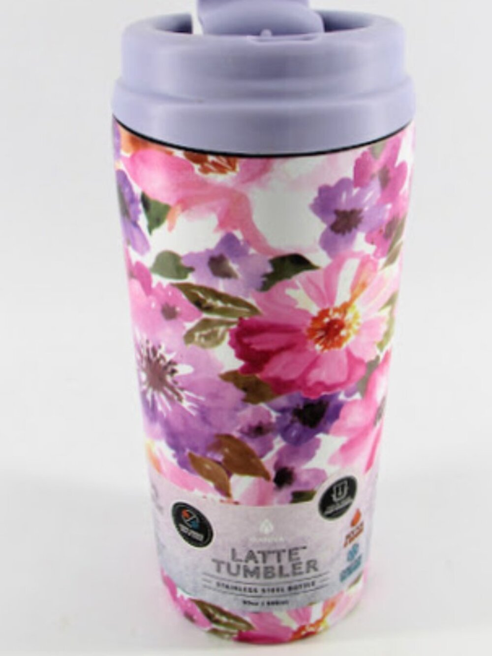 MANNA 20 ounce Hydration Latte Floral Tumbler Purple Pink NEW